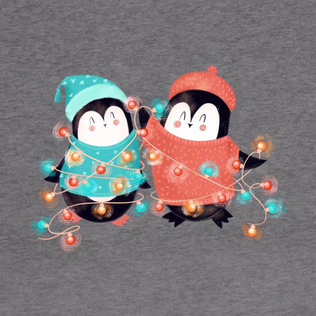 Christmas lights and penguins by Elena Amo